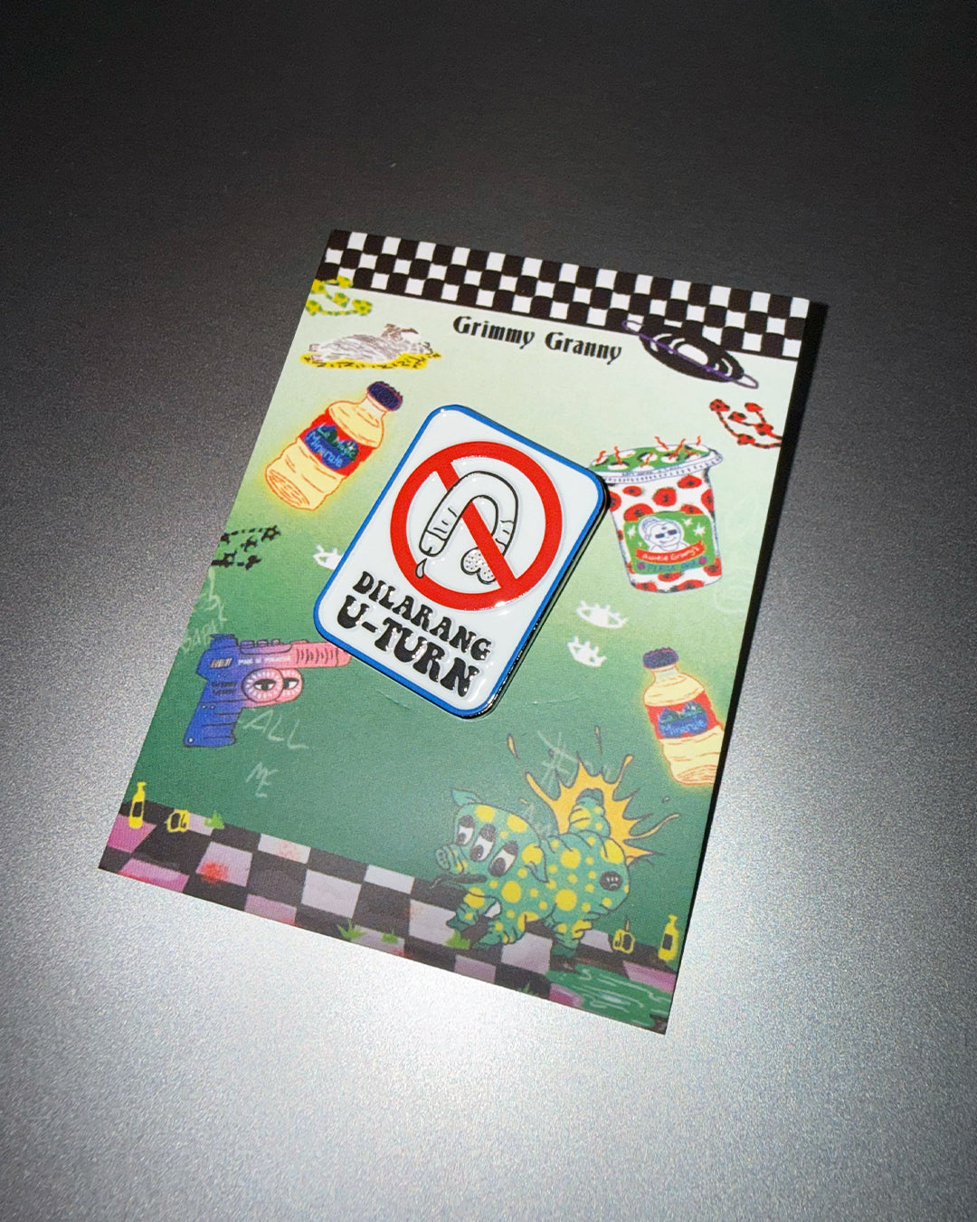 Dilarang U-turn Enamel Pin