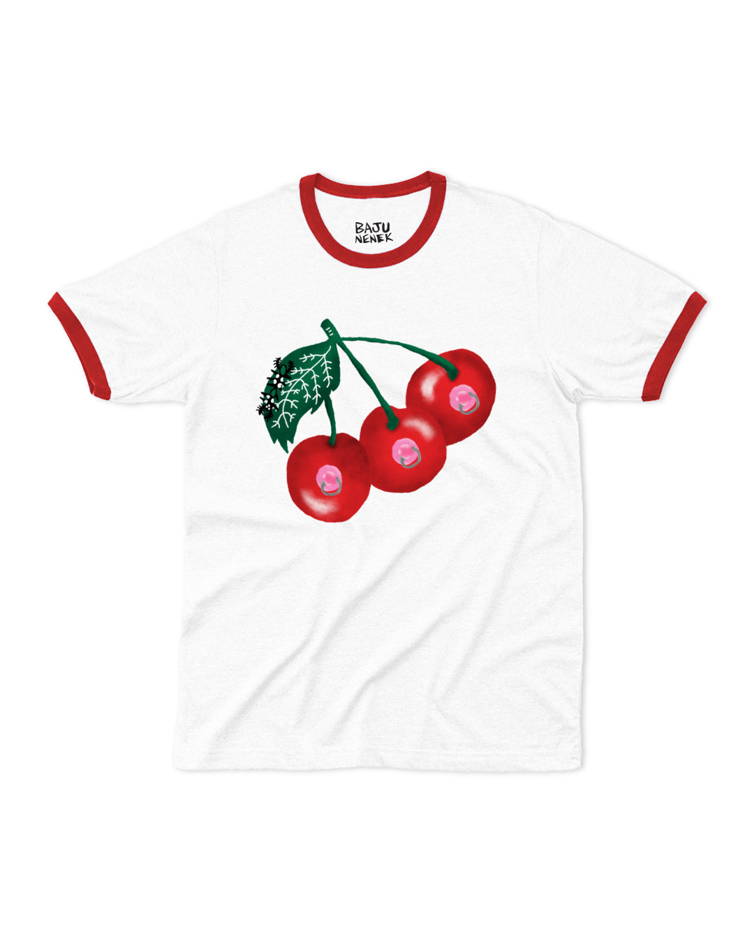 Cherry Boobs Ringer Tee (Red / Maroon)
